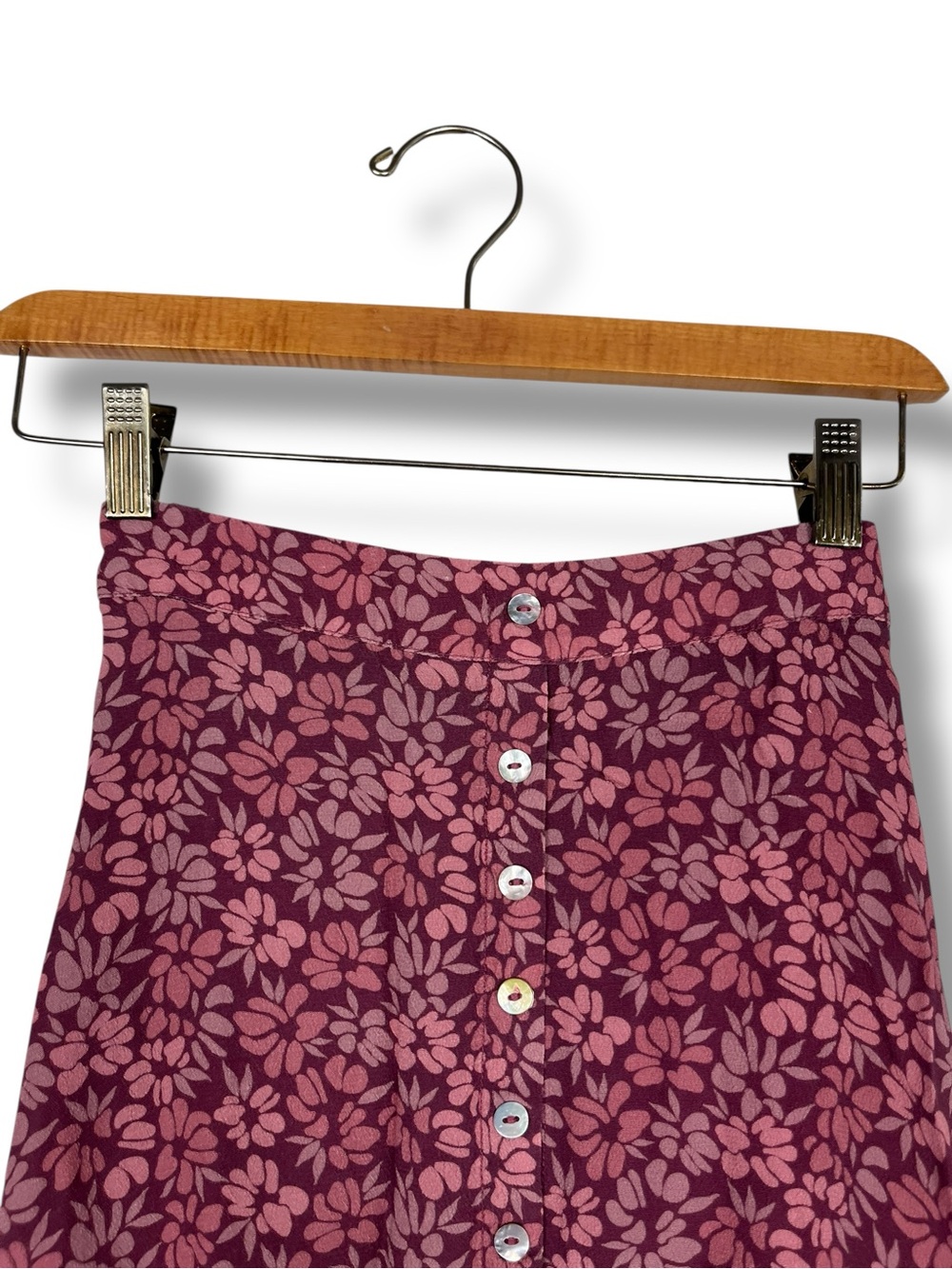 Coconut Avenue Floral Print Midi Skirt Button Down Flowy Small Pink - Picture 7 of 13